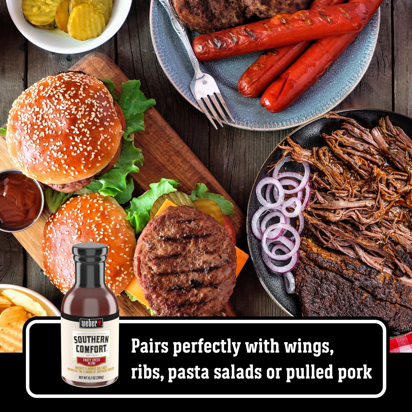 Weber BBQ Sauce, Southern Comfort spirit-inspired flavor Flavor, 13.7 Ounce, Model 1165755