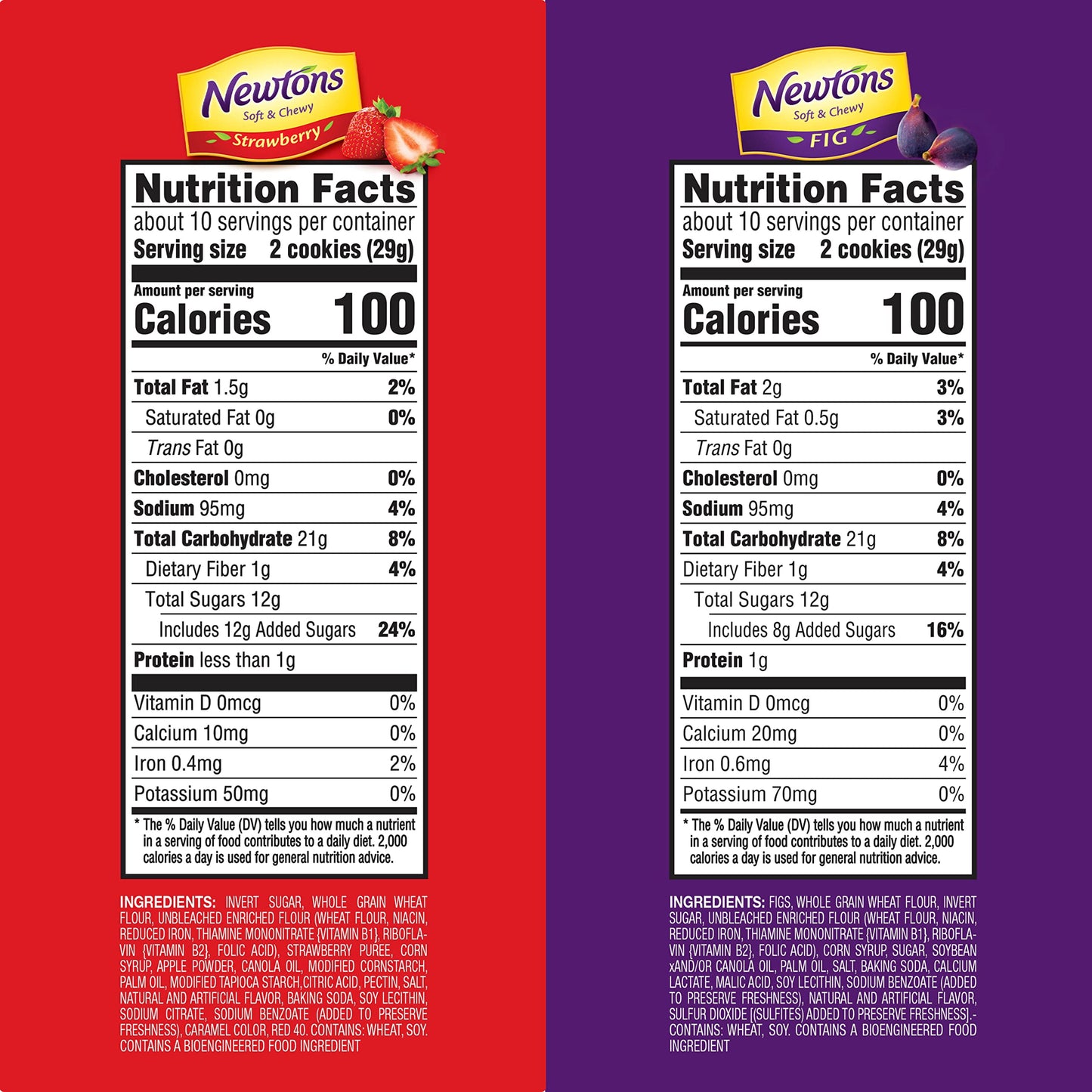 Newtons Soft & Fruit Chewy Fig & Strawberry Cookies Variety Pack, (Fig Bars, Strawberry Bars), 4 Packs