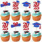 ZHUOWEISM 24 PCS Graduation Cupcake Toppers Glitter Paper Picks Blue Red for Class of 2025 Party Decorations