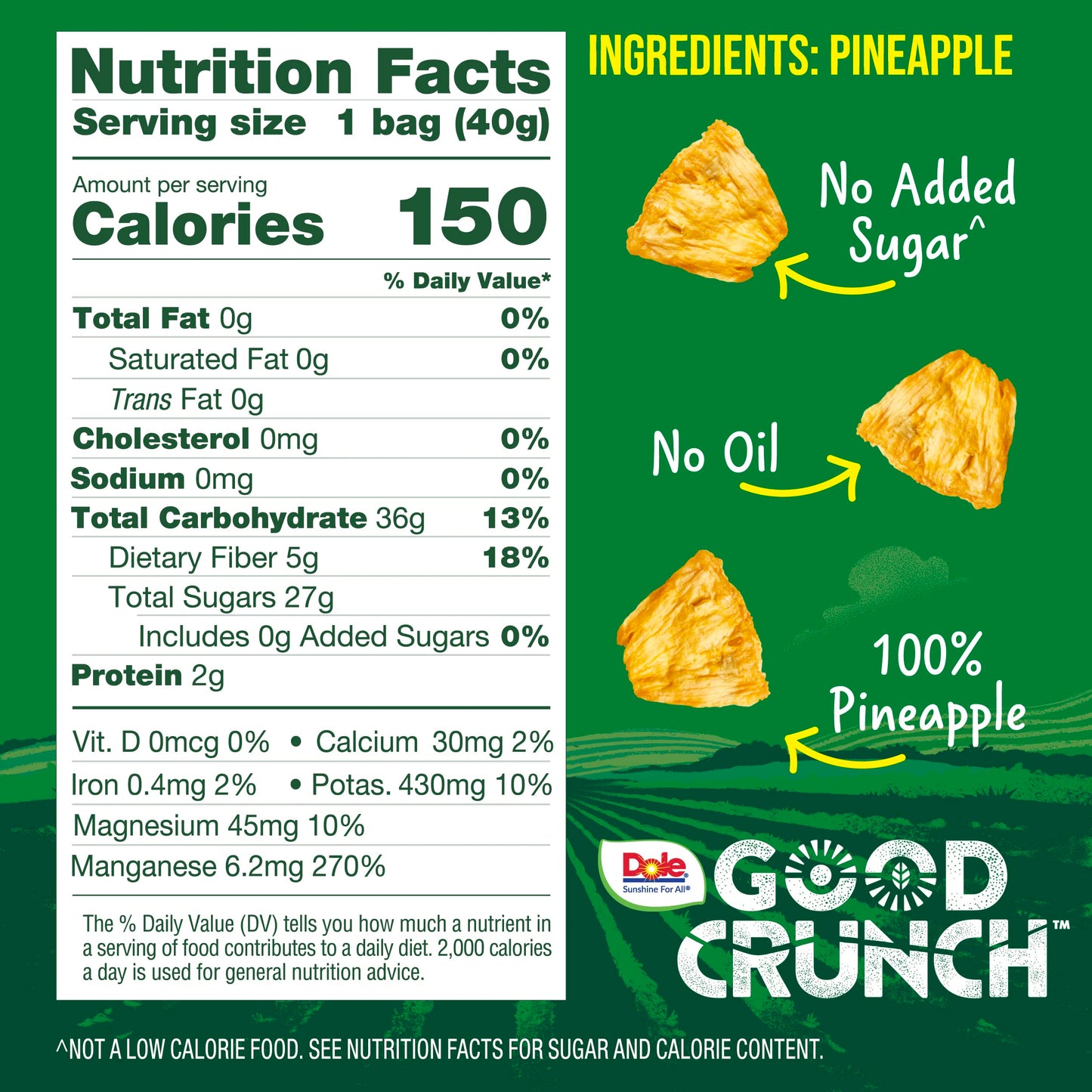 Dole Good Crunch Pineapple Dried Fruit Bites, Gluten Free & Vegan, 1.4oz Bags (Pack of 6) - Healthy Snack for On-the-Go