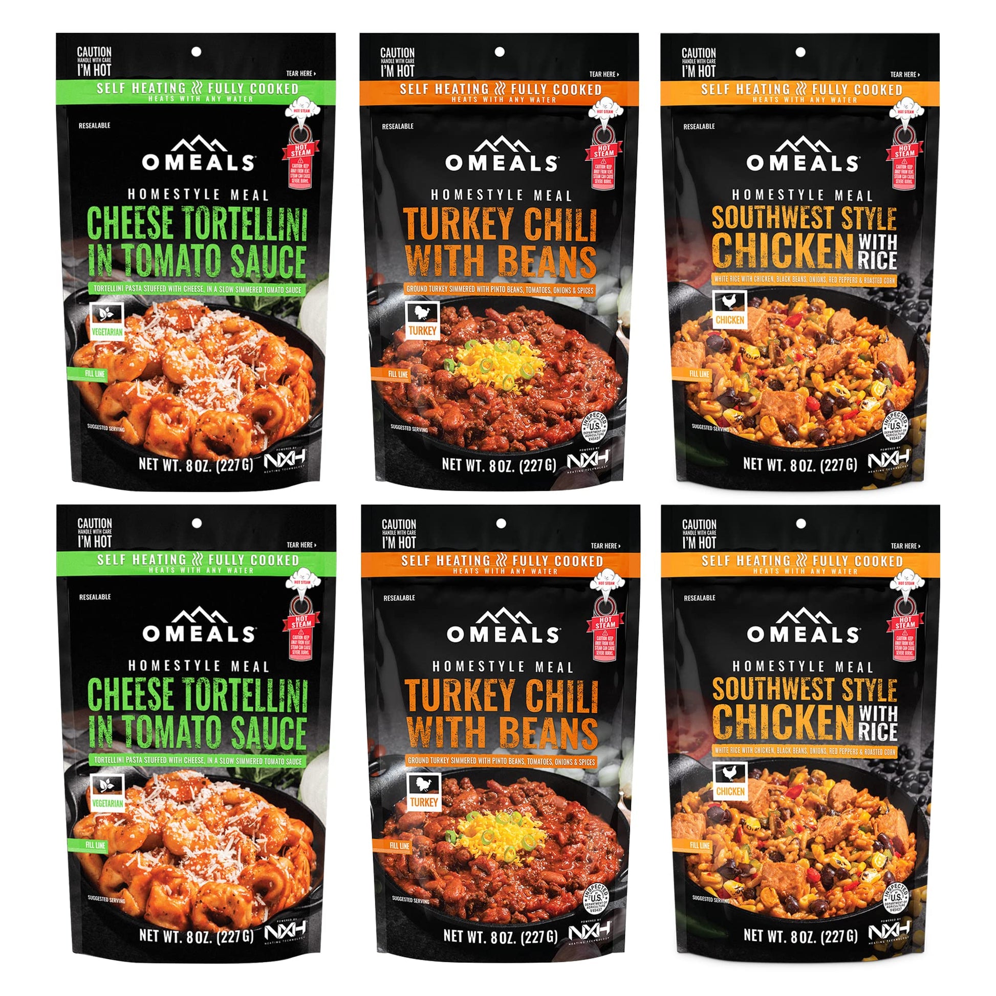 Omeals Backpacking Meals | 6 Good To Go Meals For Hiking Food | Self Heating Meals Ready To Eat Fresh | Just Add Water Meals & C