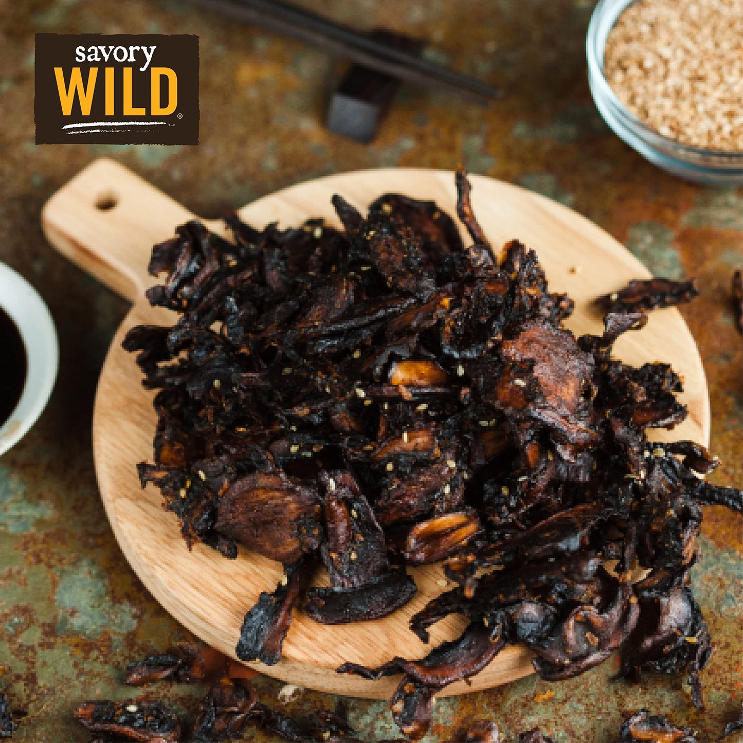Savory Wild Portabella Mushroom Jerky - Sesame Ginger & Korean Chili (3 Pack)