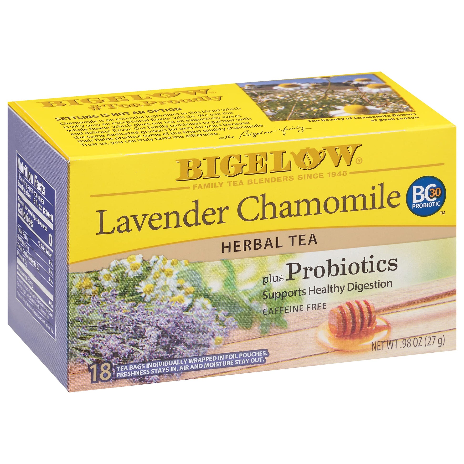 Bigelow Tea Lavender Chamomile Herbal Tea, Caffeine Free, 18 Count Box (Pack of 6), Natural, 108 Total Tea Bags