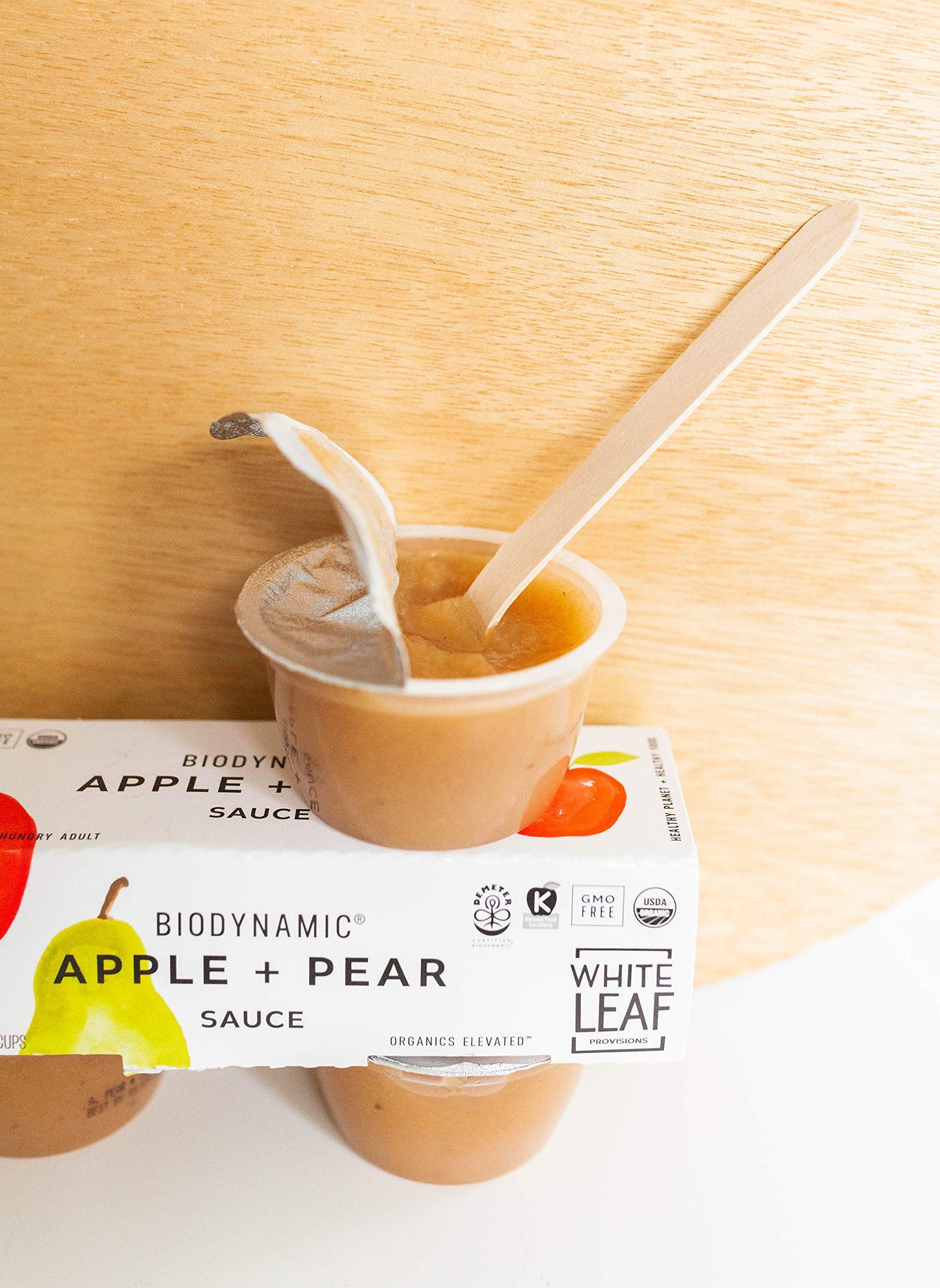 White Leaf Provisions Biodynamic & Organic Unsweetened Applesauce - Apple + Pear Sauce Pack - Organic Baby Food Or Healthy Snack