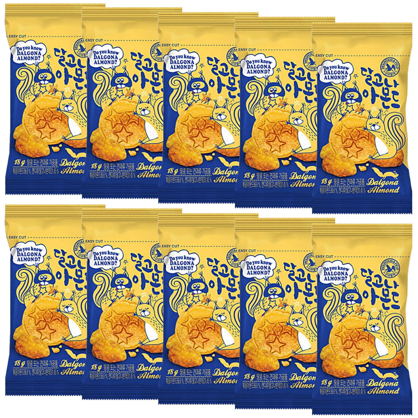 Minecook Dalgona Seasoned Almonds Snack | Work, Trip, Camping, Party Snacks | Korean Souvenir (0.63Oz * 10 Packs)