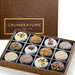 Mothers Day Cookies Gift Basket - 12 Gourmet Chocolate Covered Sandwich Cookies with Assorted Toppings - Assorted Food Gift Box 