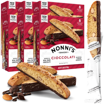 Nonni'S Cioccolati Almond Biscotti Italian Cookies - 6 Boxes Biscotti Individually Wrapped Cookies - Italian Biscotti Cookies W/
