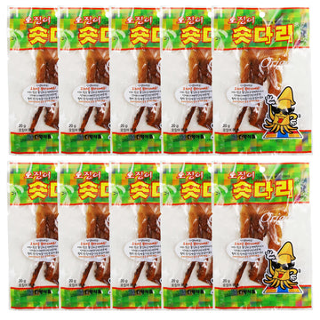 Sookwang K-Food Dried Squid Legs Only Legs Original Flavor Snack Sweet and Savory Seasoned (0.7oz X 10 Packs) Chewy Calamari Kor