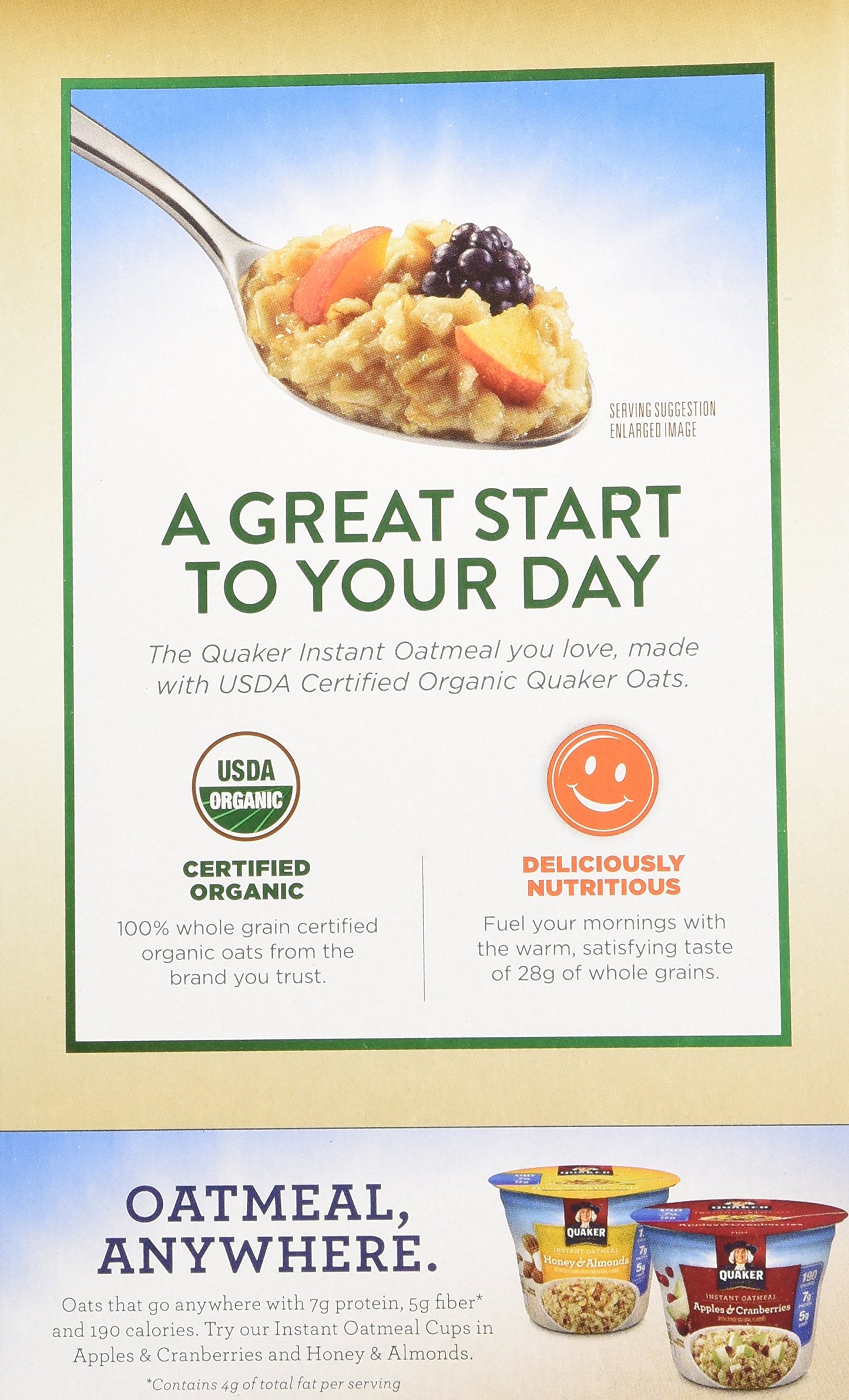 Quaker Instant Oatmeal Organic Regular, .98 Oz, 8-Count Boxes (Pack Of 4)