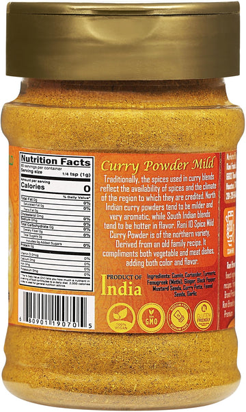 Rani Curry Powder Mild (10-Spice Authentic Indian Blend) 3oz (85g) PET Jar ~ All Natural | Salt-Free | NO Chili or Peppers | Veg