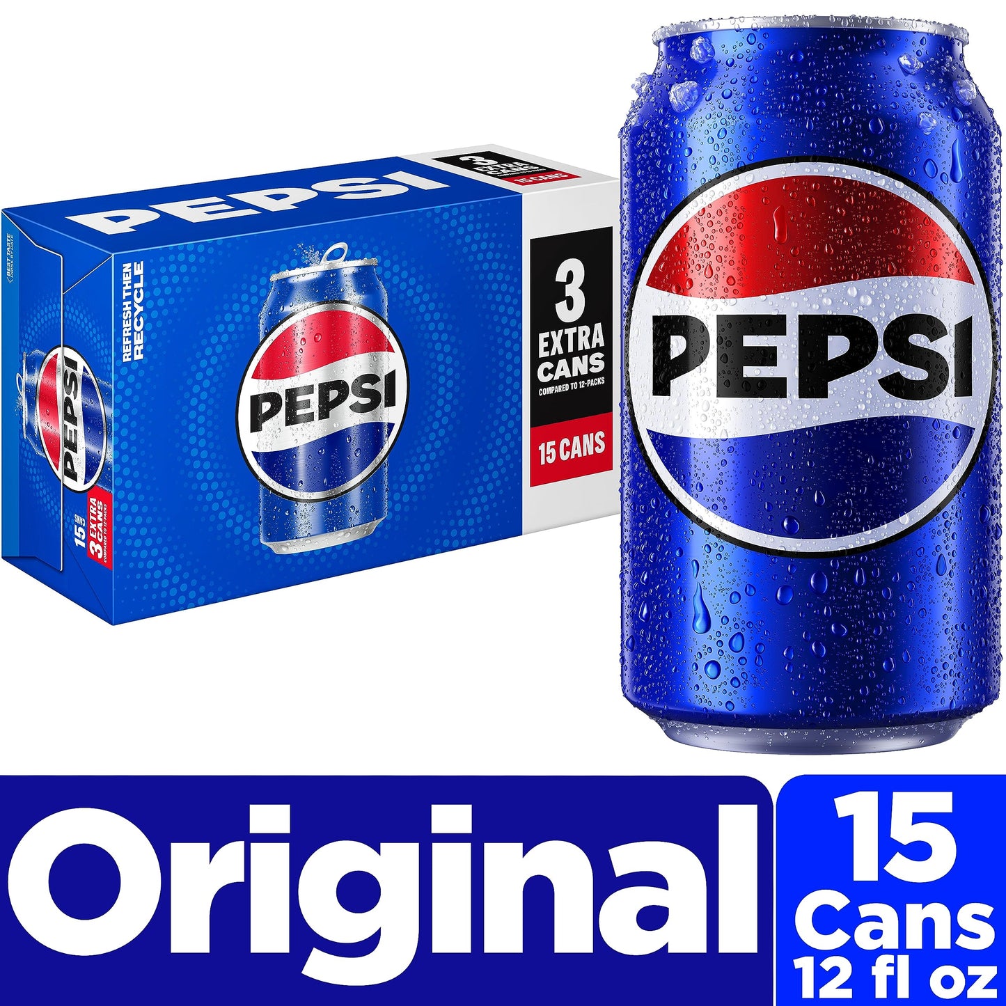 Pepsi Cola Soda Pop, 12oz Cans (15 Pack)