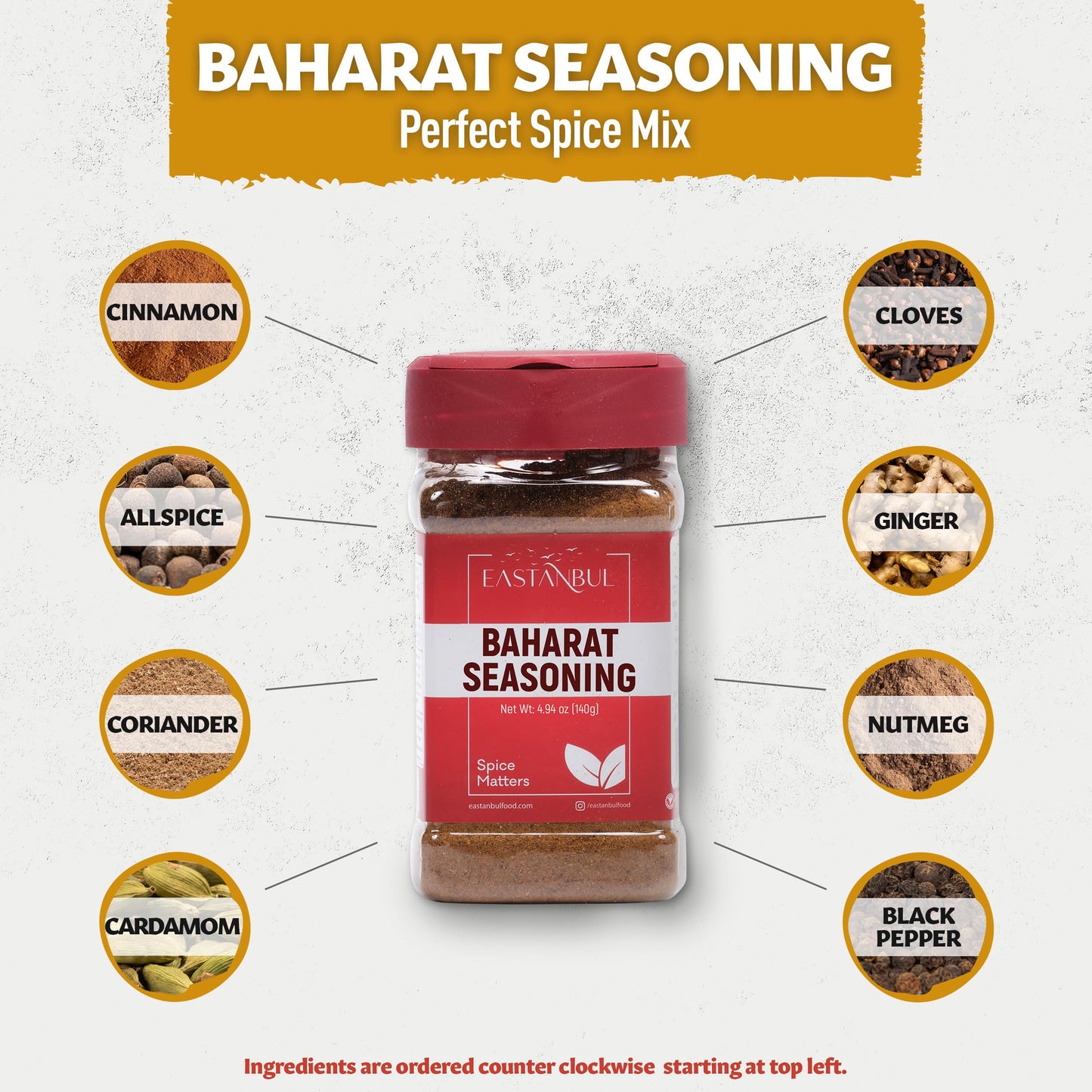 Eastanbul Baharat Spice Blend, 4.94Oz, Baharat Spice, Seasoning For Turkish & Middle Eastern Dishes, Turkish Seasoning Mix, Vega