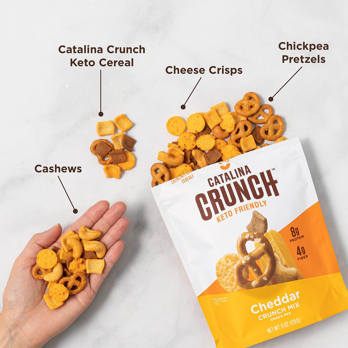 Catalina Crunch Mix Cheddar Keto Snack Mix | Keto Friendly, Low Carb, Protein Snacks, 6Oz (Pack Of 3)