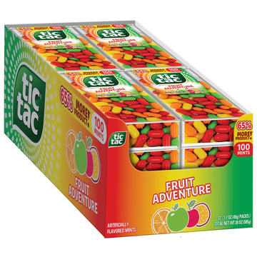 Tic Tac Fruit Adventure Mints, 12 Count, On-The-Go Refreshment, Stocking Stuffers, 1.7 Oz Each