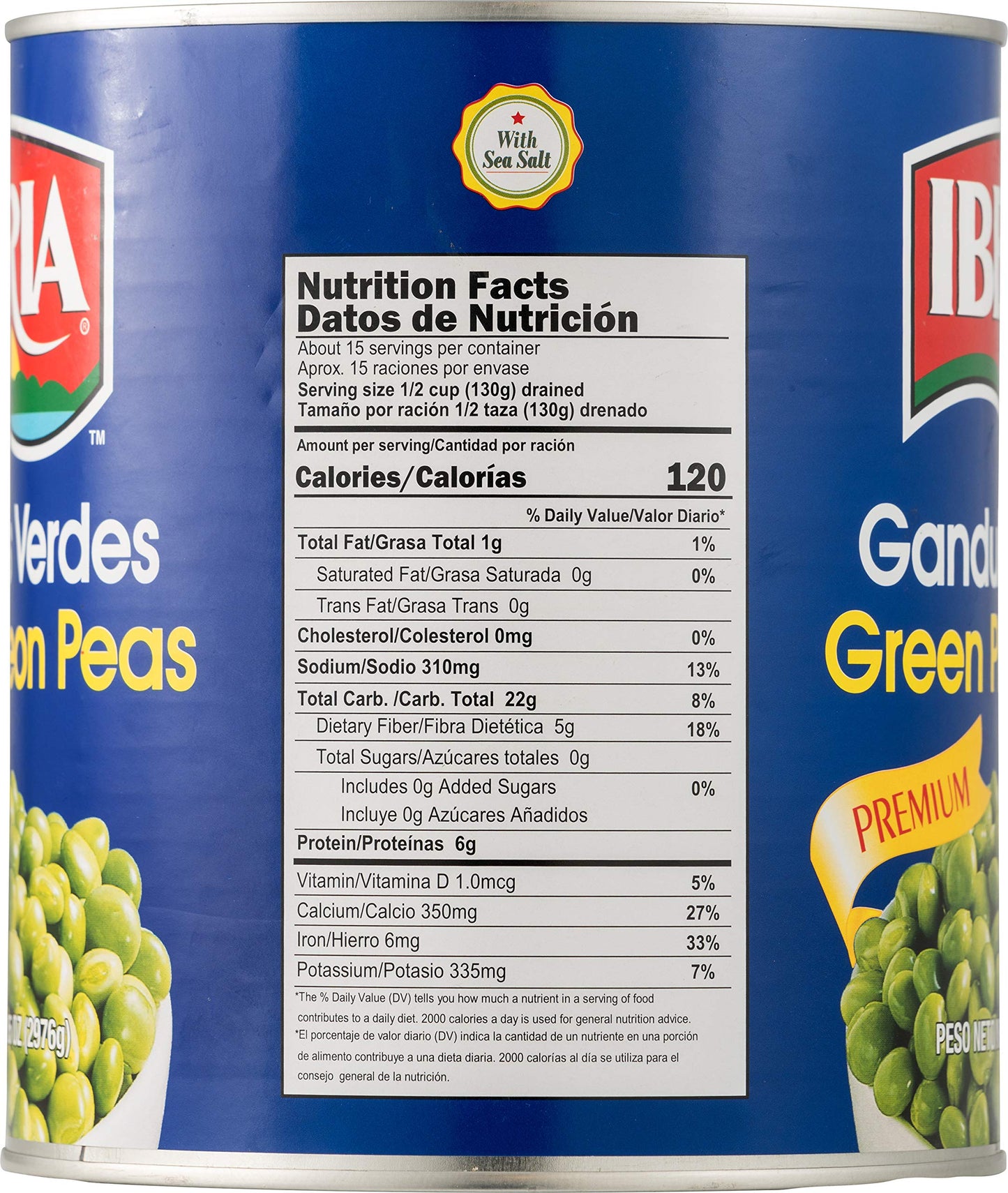 Iberia Green Pigeon Peas, 105 Oz