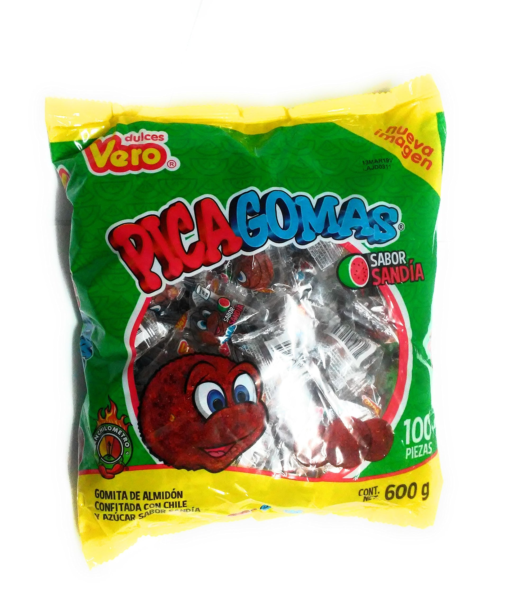 Dulces Vero Vero Pica Sandia Chili Watermelon Flavor Gummy Mexican Candy,100 Pieces,1 Lb,5.15 Oz