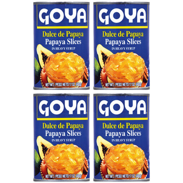 Dulce de Papaya by Goya, Canned Fruit Snack and Spread, Sweet Papaya Preserve, Authentic Latin Flavor, Easy-to-Use Topping, 4-Pa