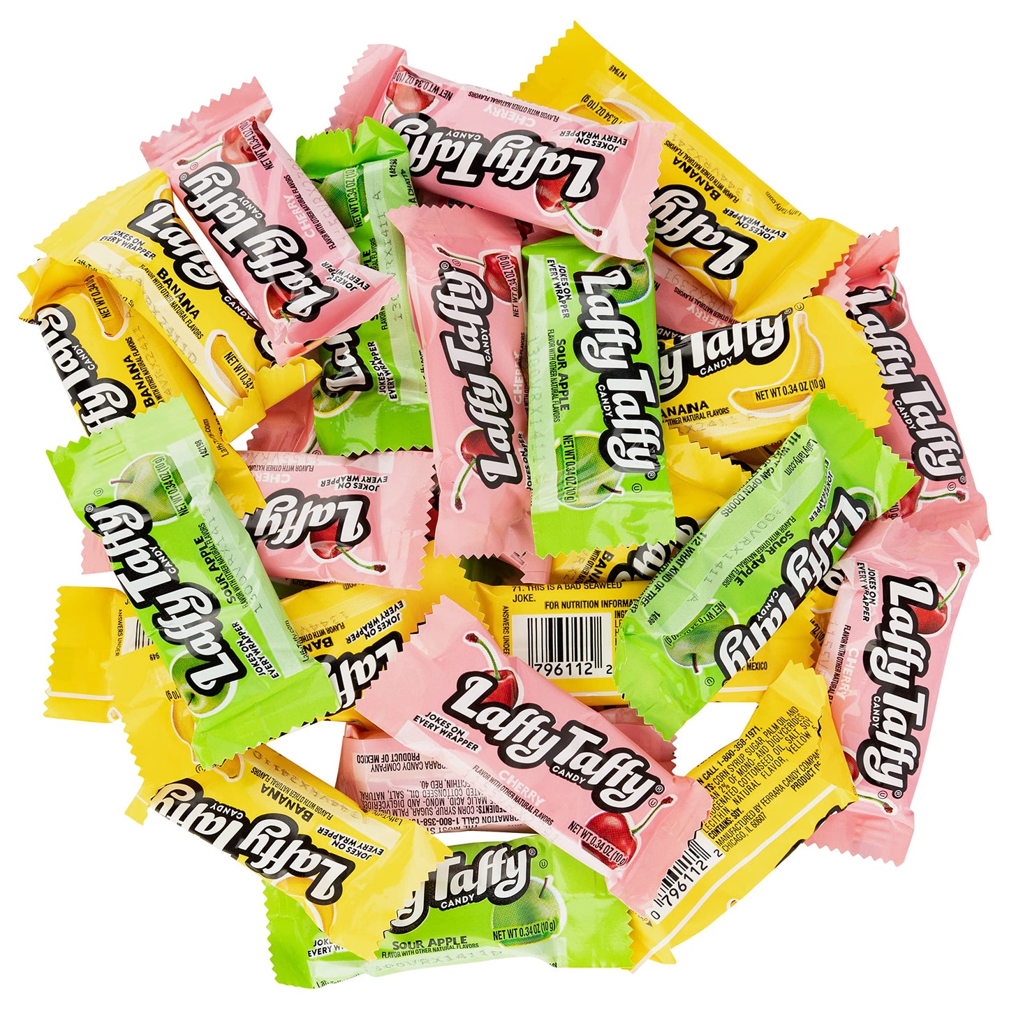 Laffee Taffy 3Lb Bag Of Delicious Assortment - Cherry, Sour Apple, & Banana Flavors - Freshly Packed By Snackadilly