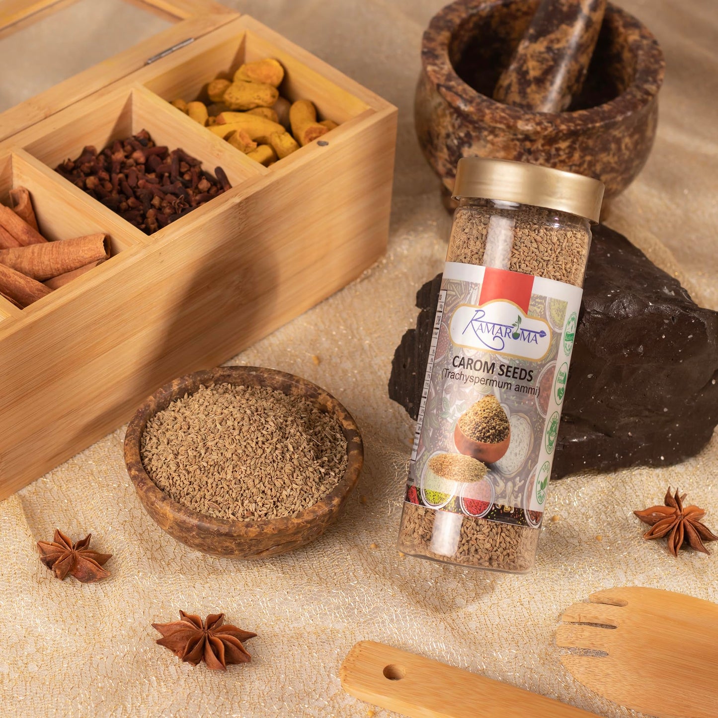 Ramaroma Carom Seed Whole (Ajwain) Spice 3.5Oz (100) ~ All Natural | Gluten Friendly | Non-Gmo | Vegan | 100% Raw Ajwain Seed From India | Carom   Seed For Cooking