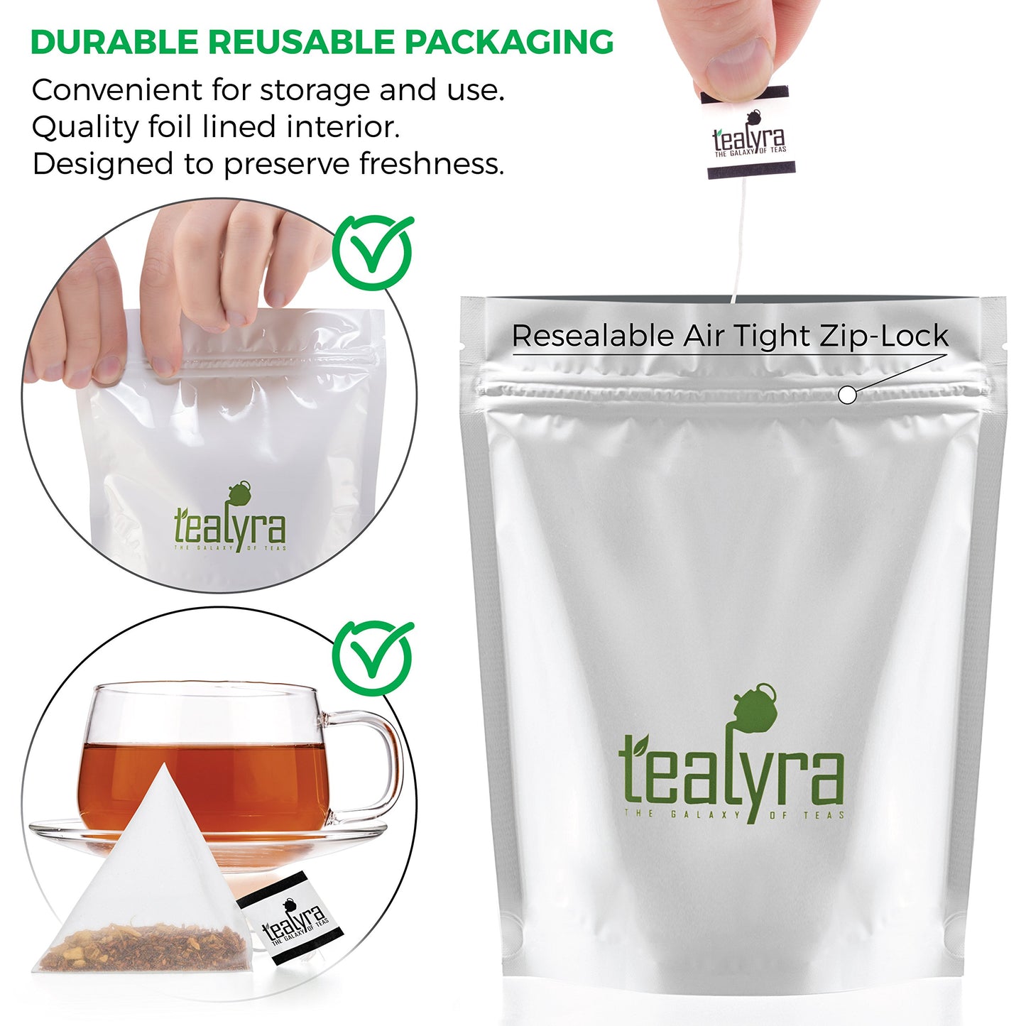 Tealyra Rooibos Coconut Vanilla Chai Herbal Tea - Caffeine-Free - 25 Bags - Pyramids Sachets
