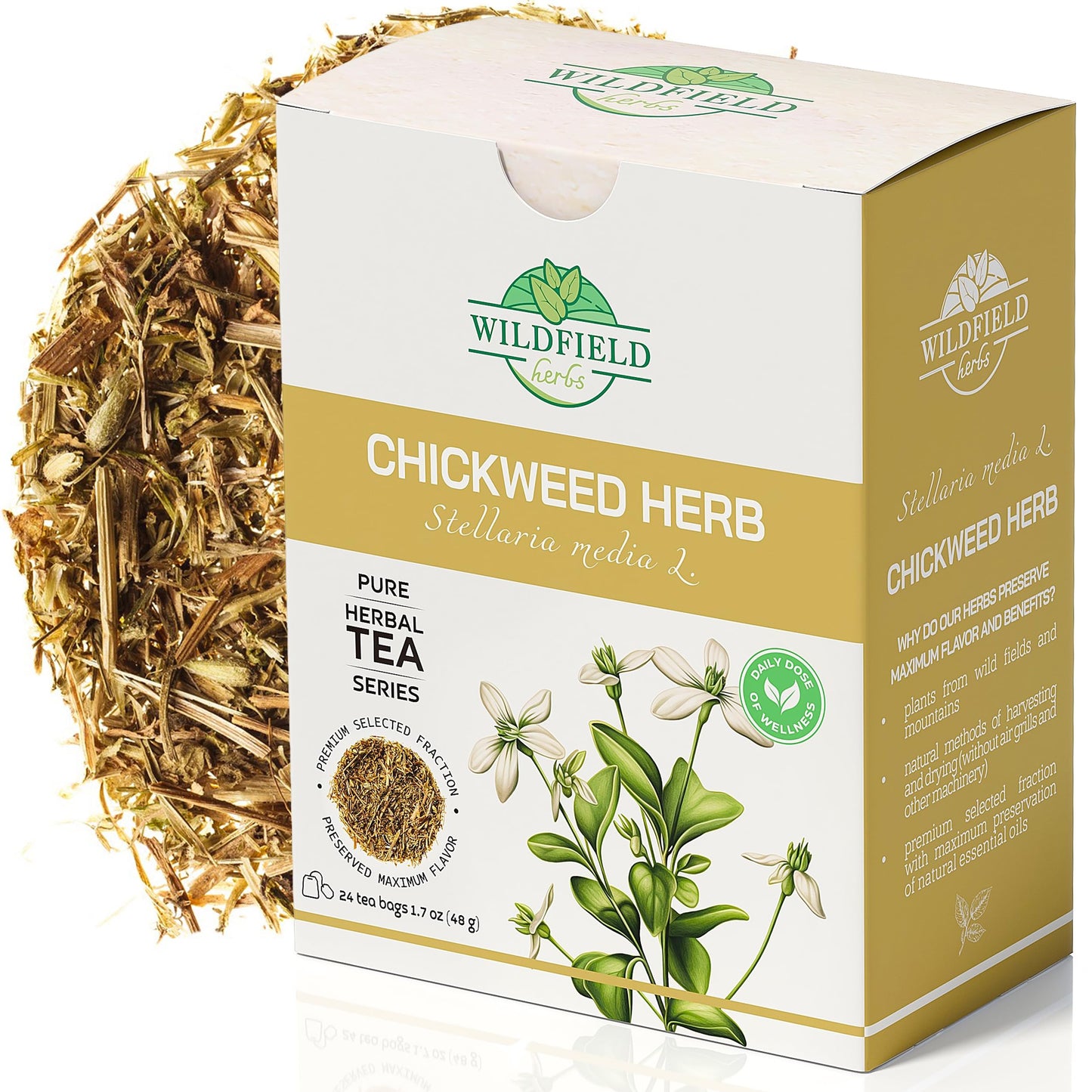 24 Bags Chickherbal Product Herb Chickherbal Product Tea (Stellaria Media) - 24 Count 2G Tea Bags Capiqui