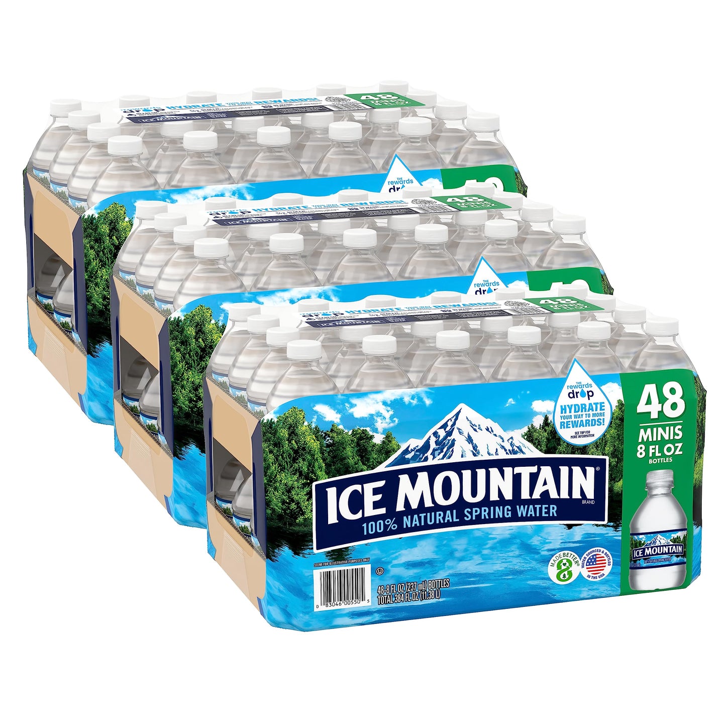 Ice Mountain Spring Water Case Bundles, 8 Fl Oz (Pack of 144), 48 Bottles per Case, Perfect for Hydration and Events