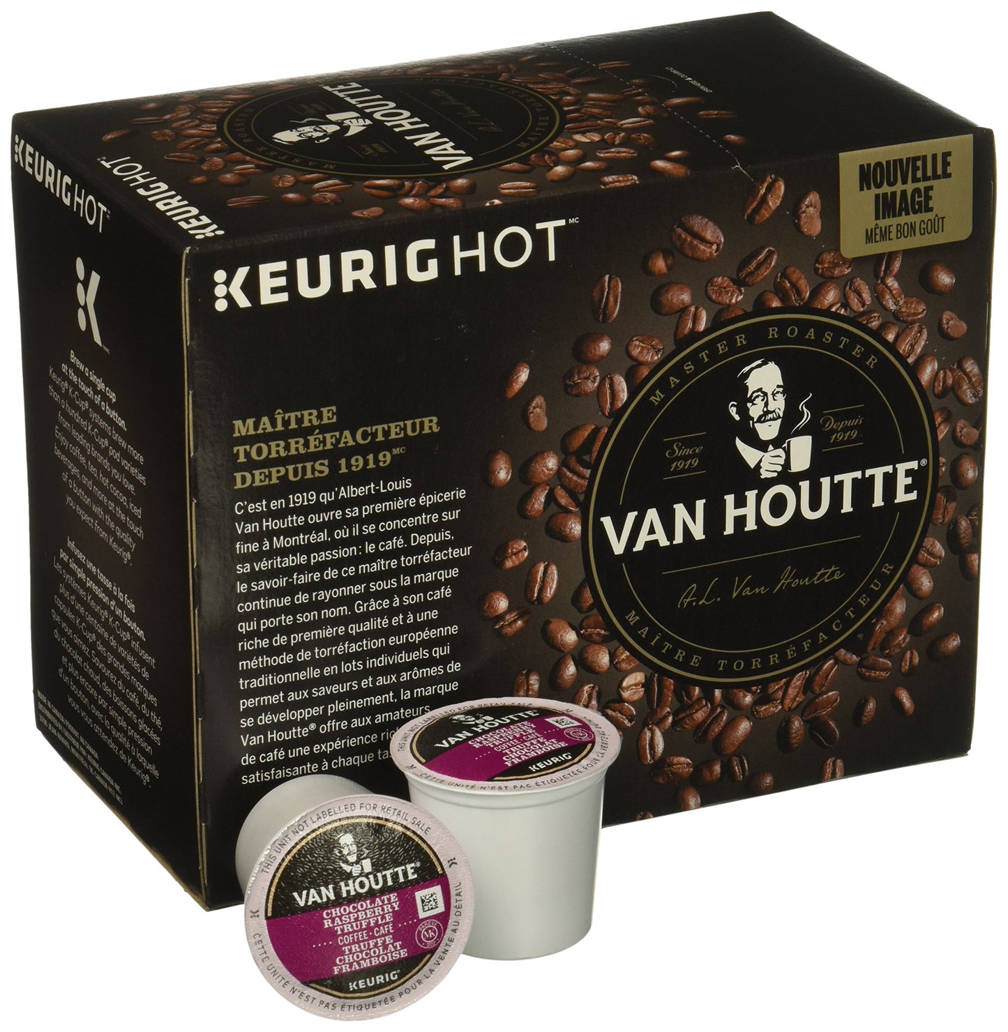 Van Houtte Raspberry Chocolate Truffle Single-Serve K-Cup Pods Light Roast Coffee 48 Count (2 Boxes of 24 Pods)