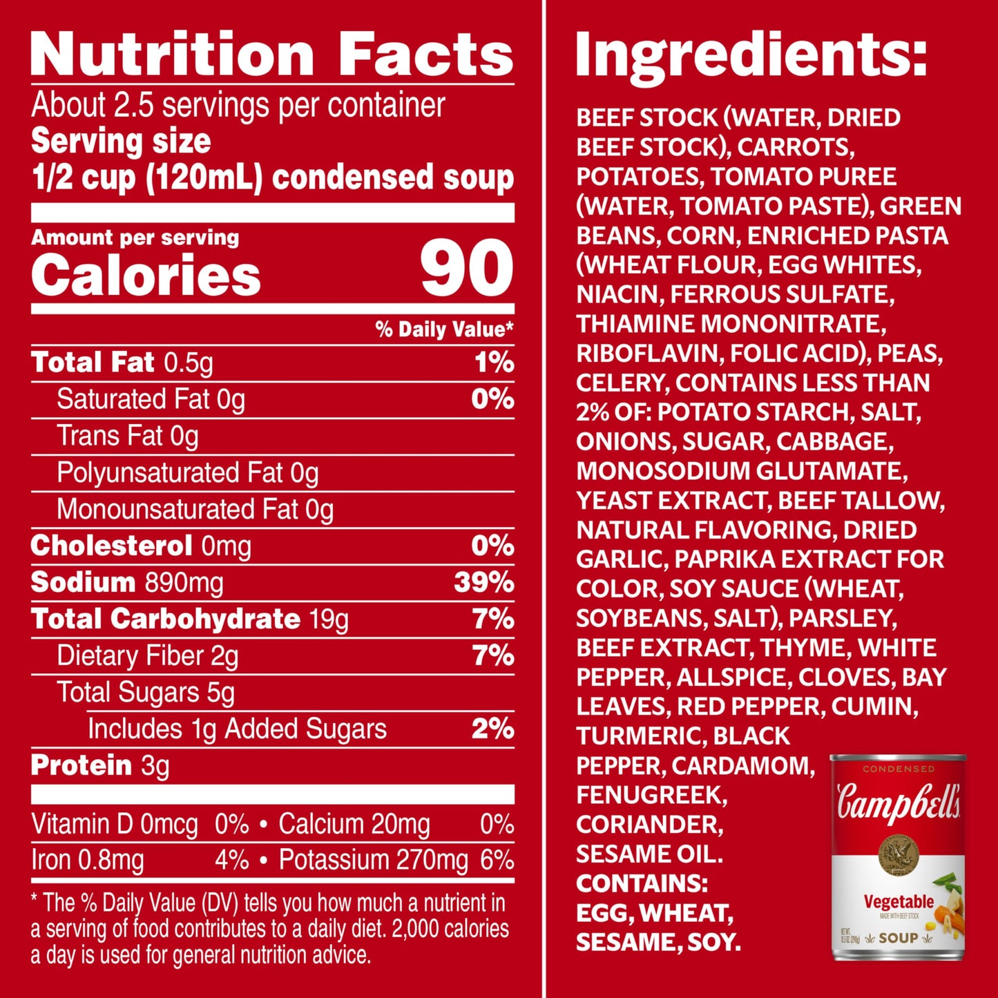 Campbells Condensed Vegetable Soup, 10.5 Ounce Can