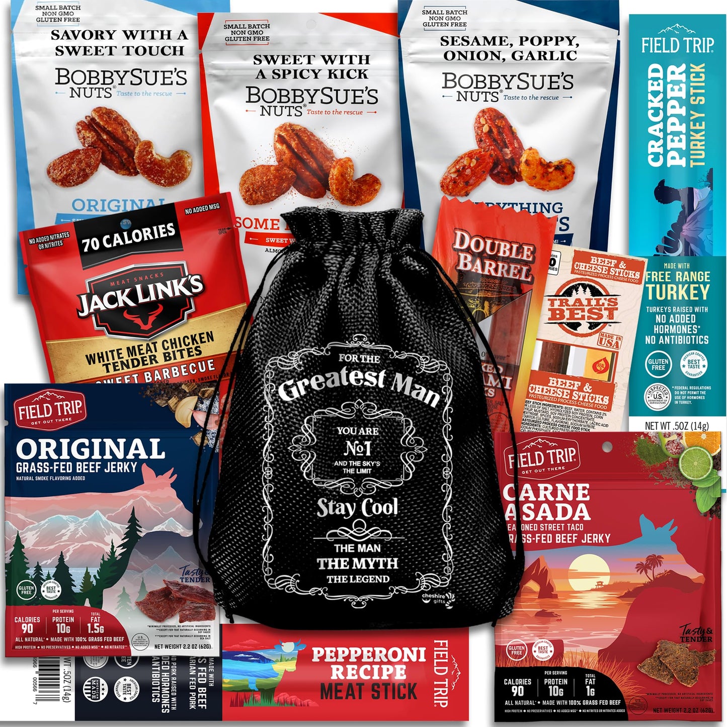 Beef Jerky & Nuts Gift Baskets For Men - Nuts, Meat And Cheese Gift Baskets, Birthday Gifts For Men Who Have Everything With Beef Jerky Snacks Variety Pack - Care Package By Cheshire Gifts
