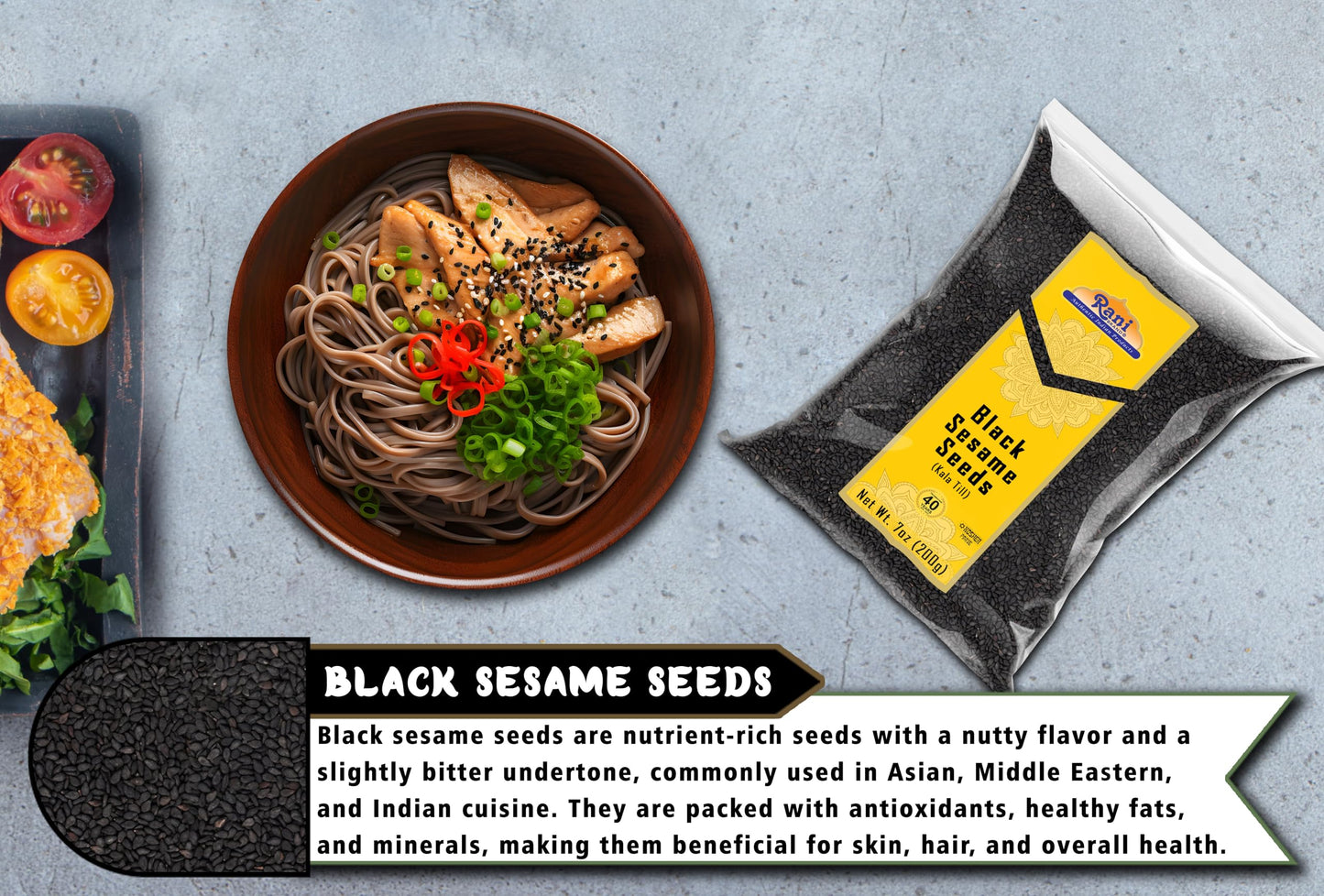 Rani Sesame Seeds Whole Black, Raw (Kala Till) 7Oz (200G) ~ All Natural | Gluten Friendly | Non-Gmo | Vegan | Indian Origin
