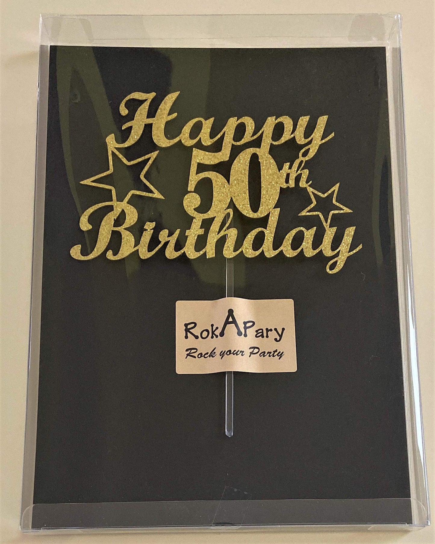 50 Birthday Cake Topper Gold Glitter, Party Decoration Ideas, Premium Quality, Sturdy Doubled Sided Glitter, Acrylic Stick. Made