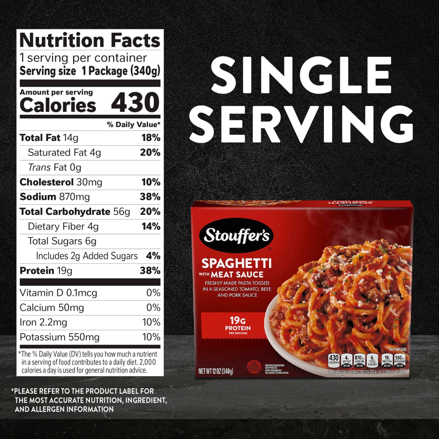 Stouffers Spaghetti with Meat Sauce Frozen Meal, Pasta