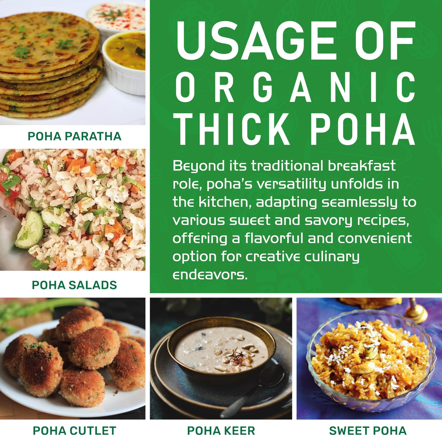 Jiva Organics Organic Poha Thick 2 Pound Bulk Bag - Flattened Rice