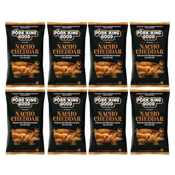 Pork King Good Pork Rinds (Chicharrones) (Nacho Cheddar, 8 Pack)