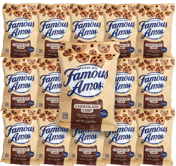 Famous Amos 2 oz., Pack of 15, Individual Bags of Famous Amos Chocolate Chip Cookies - Bulk Cookies Snacks
