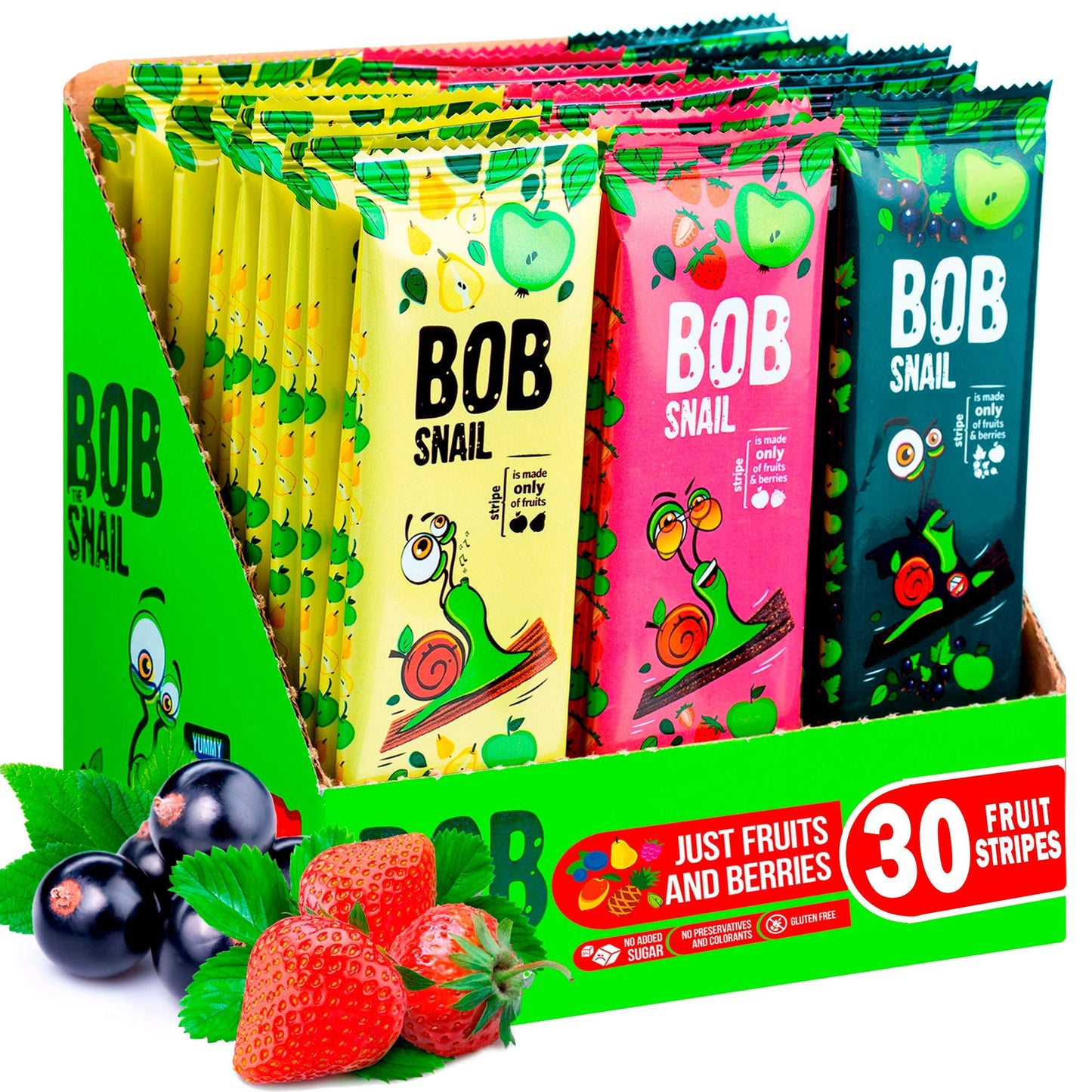 Snacks Variety Pack - 30 Healthy Individual Packs For Kids Adults With Natural Strawberries Blackcurrant Apple And Pear Gluten-F
