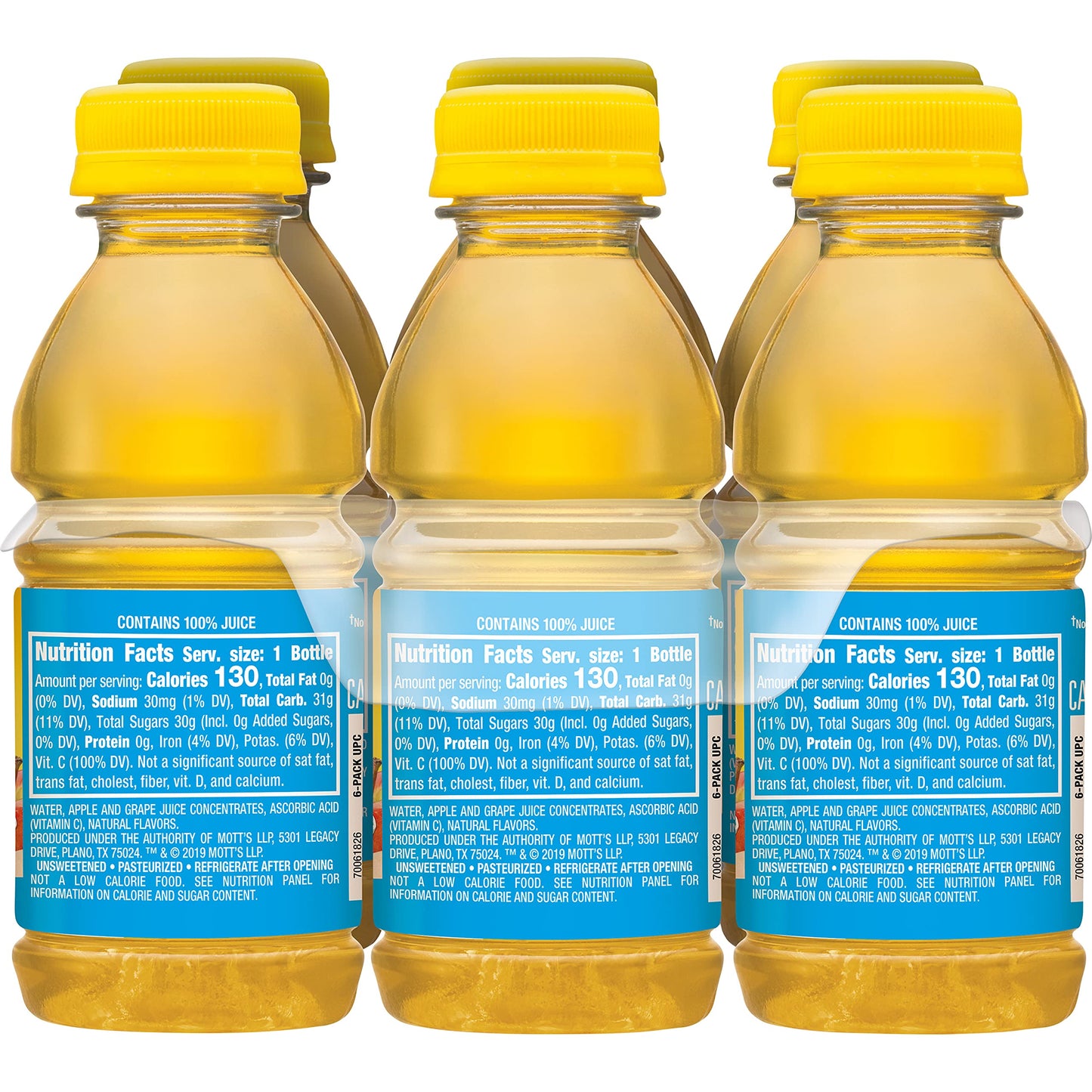 Motts 100% Apple White G Juice  8 fl oz bottles  6 pack