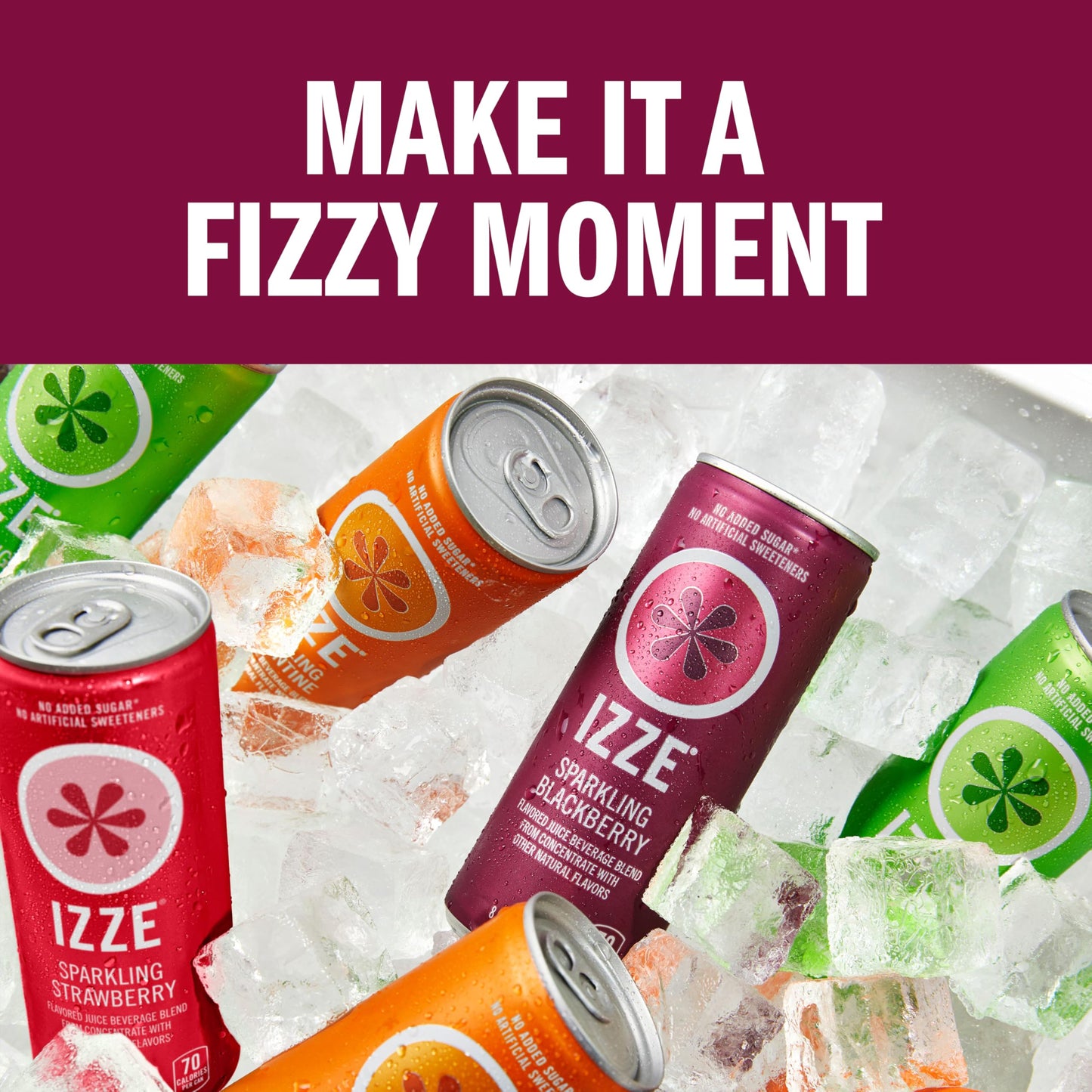 IZZE Sparkling Juice Beverage Blend, Blackberry, No Sugar Added, 8.4 FL OZ, 6 Cans