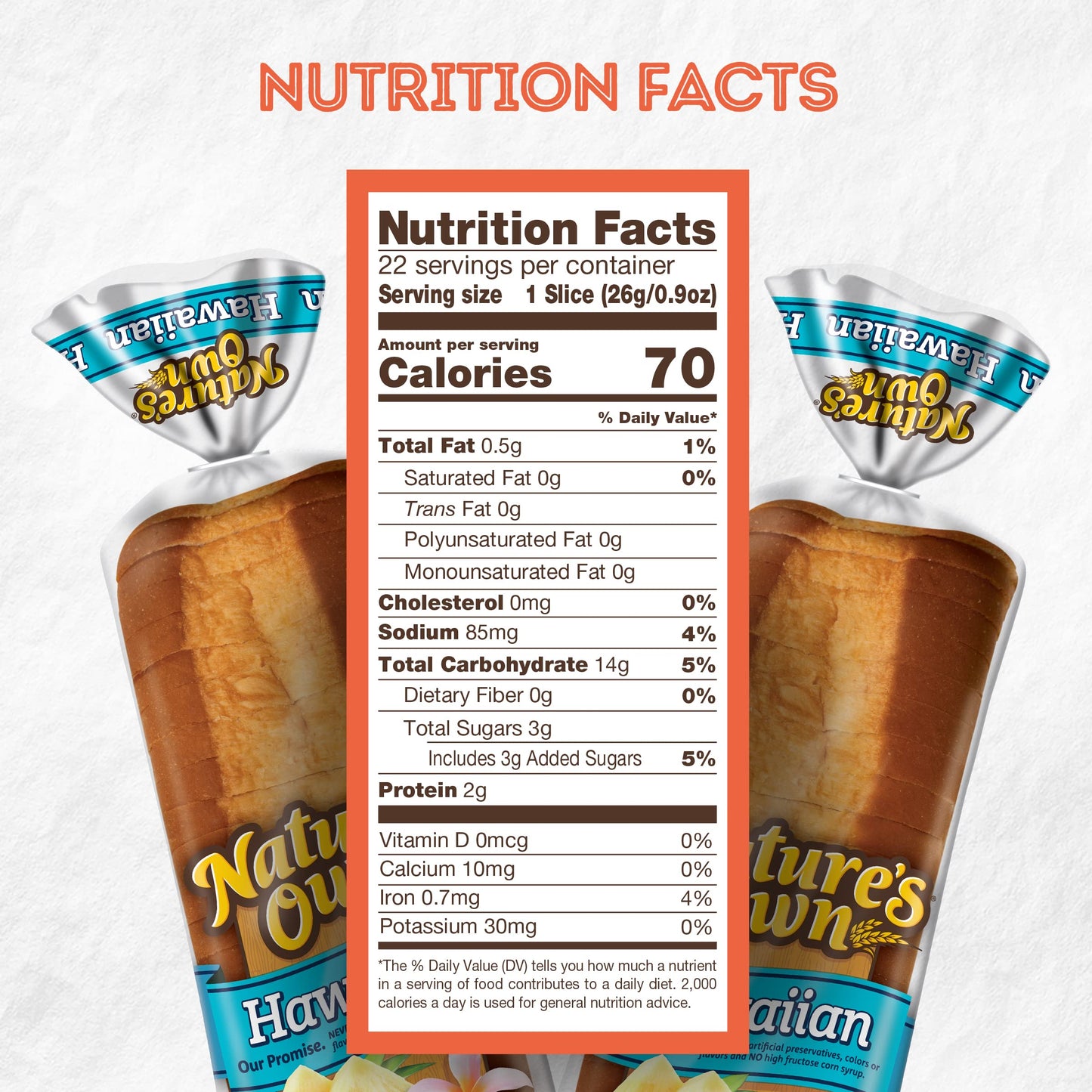 Natures Own Hawaiian, Sliced Hawaiian Bread, 20 oz Loaf