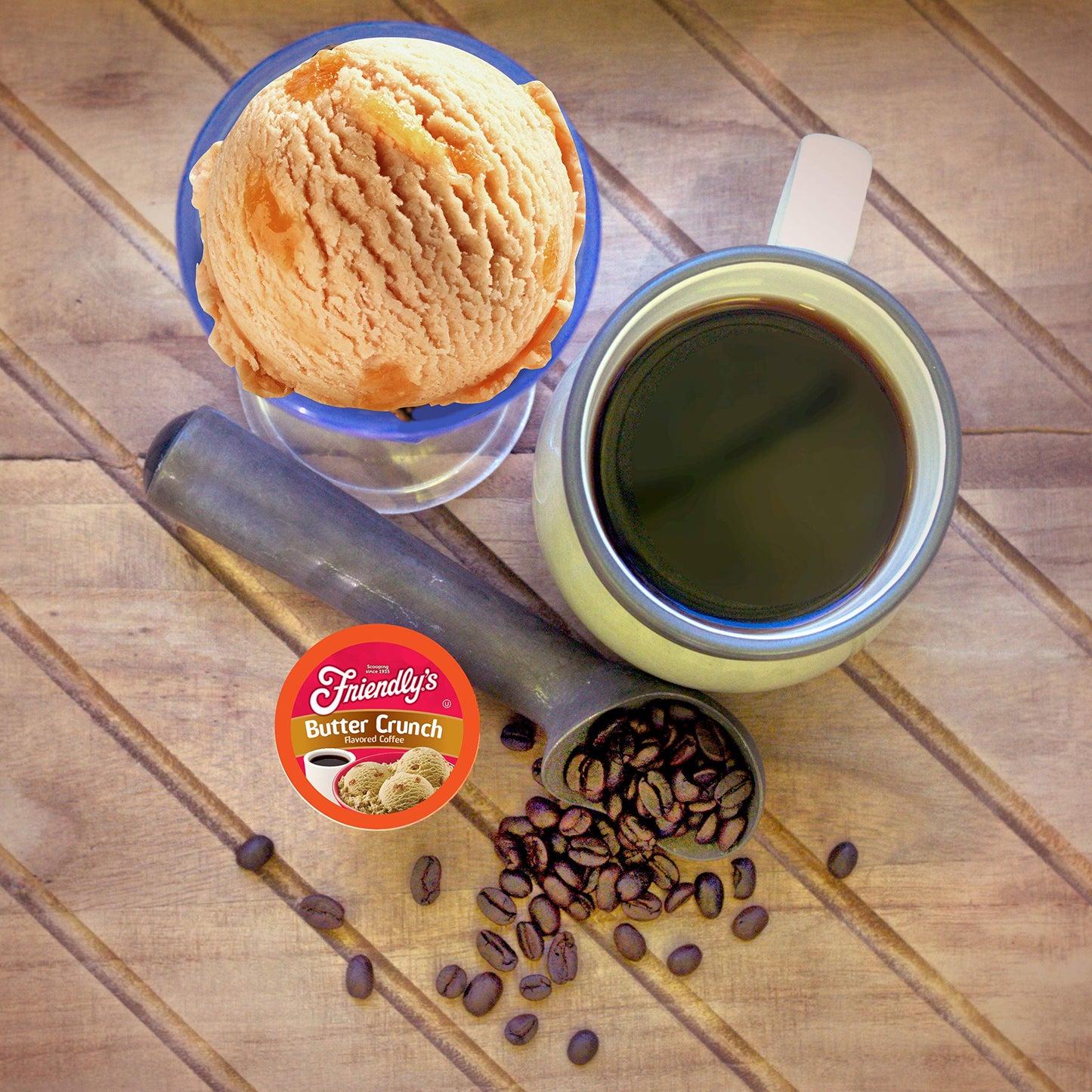 Friendlys Flavored Ice Cream Coffee Pods, Butter Crunch, 40 Count, Compatible with Keurig K Cup malt-inspired