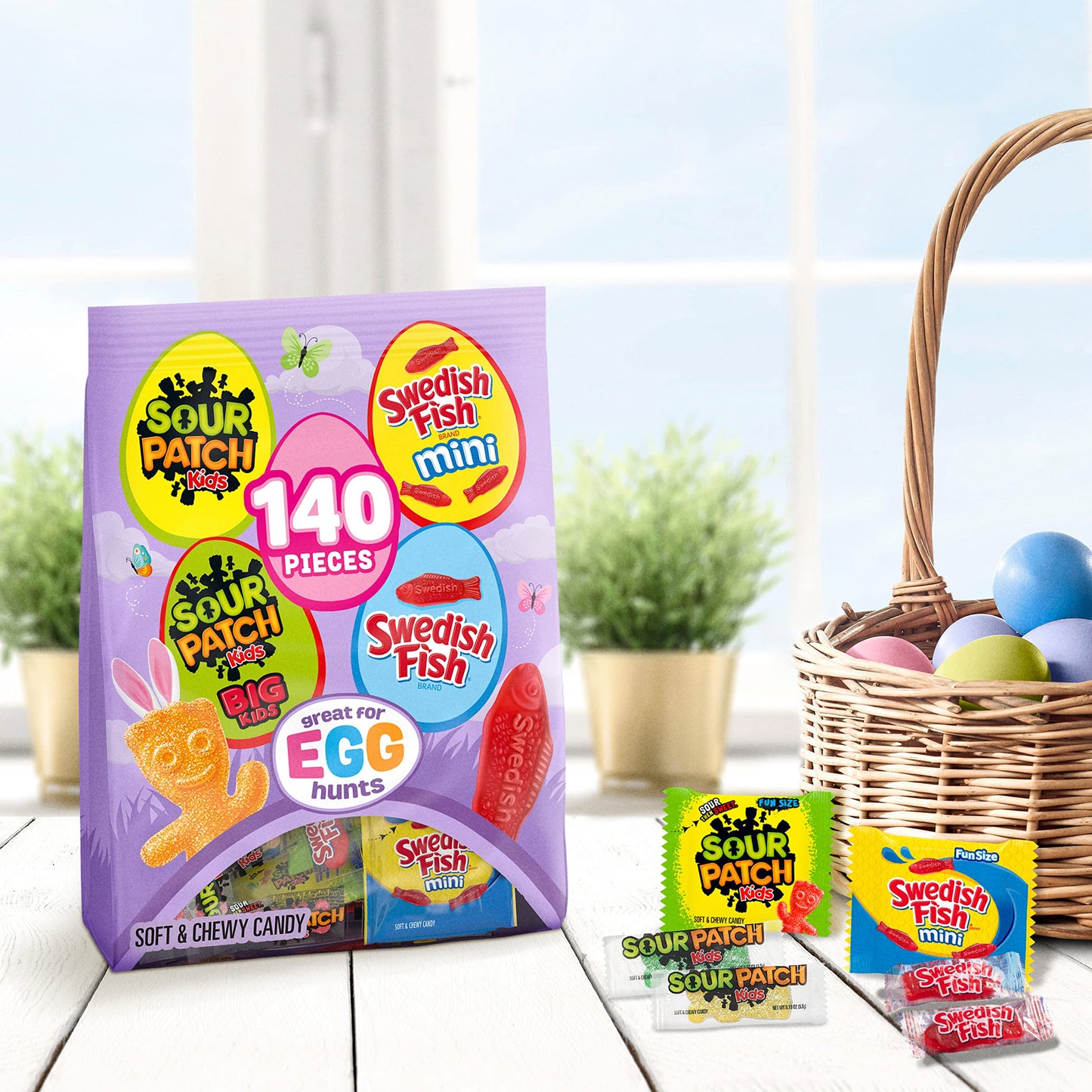SOUR PATCH KIDS, SOUR PATCH KIDS Big Kids, SWEDISH FISH and SWEDISH FISH Mini Soft & Chewy Easter Candy Variety Pack, Bulk Candy