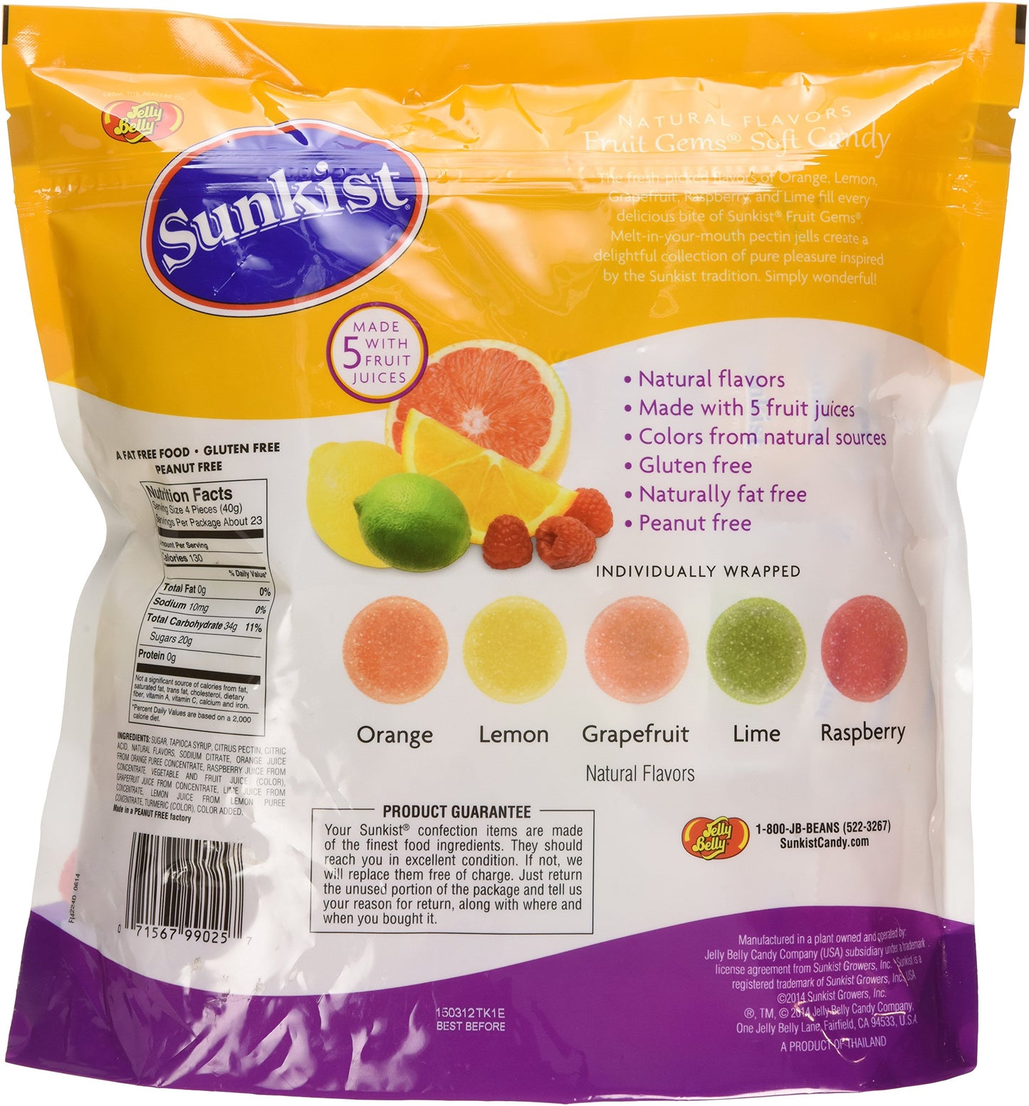 Sunkist Individually-Wrapped Fruit Gems 32Oz (2 Lb) Pouch
