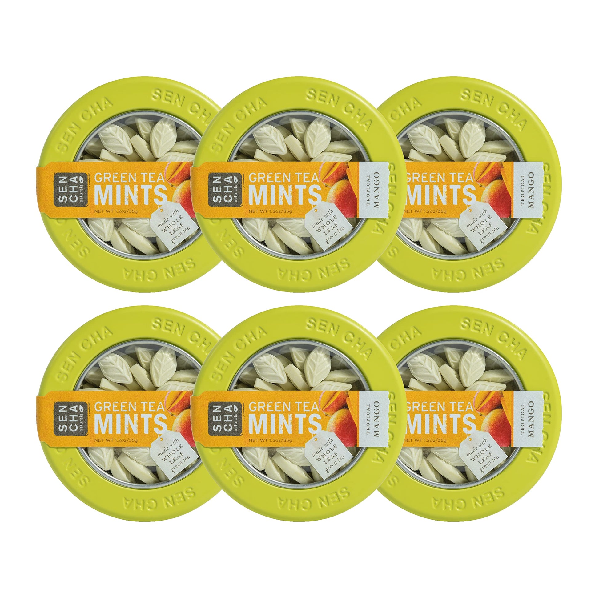 Sen Cha Naturals Green Tea Mints, Tropical Mango, 1.2 Oz (Pack Of 6)
