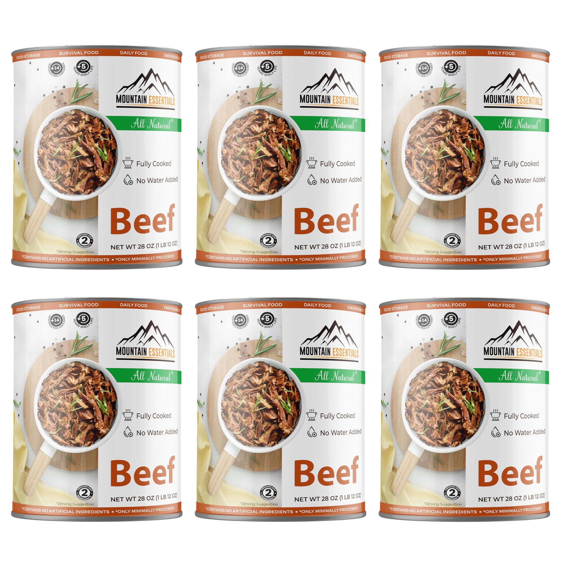 Mountain Essentials All Natural Fully Cooked Ready To Eat Canned Beef 28 Oz Gluten Free | No Carbs | No Water Added | No Artific