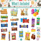 Easter Brown Round Willow Basket (70 Ct) Filled With Treats, Snacks, Candy, Peelable Gummies, Marshmallow Gummies, Bunny And Mor