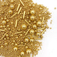 Sprinkles Gold Pearl Sugar Candy Mix Size, Nut Free, Baking Cake Decorations Cupcake Toppers Cookie Decorating Ice Cream Celebra