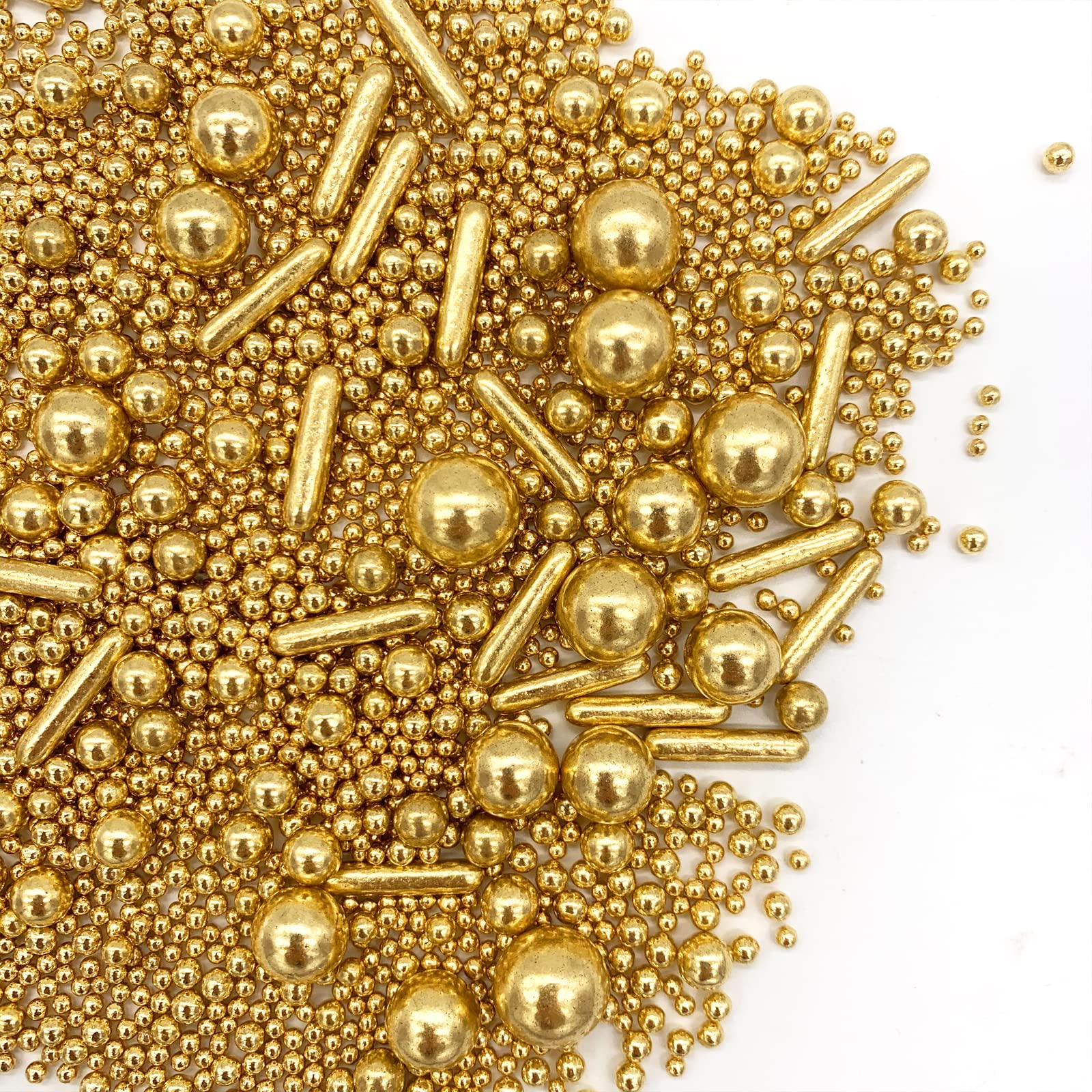 Sprinkles Gold Pearl Sugar Candy Mix Size, Nut Free, Baking Cake Decorations Cupcake Toppers Cookie Decorating Ice Cream Celebra