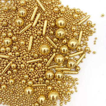 Sprinkles Gold Pearl Sugar Candy Mix Size, Nut Free, Baking Cake Decorations Cupcake Toppers Cookie Decorating Ice Cream Celebra