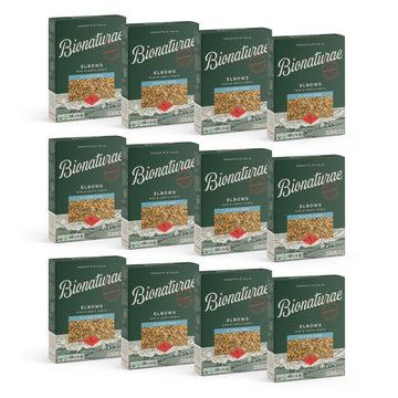 Bionaturae Gluten Free Elbow Pasta - Organic Rice & Lentil, High Protein, 12 Oz (Pack of 12)