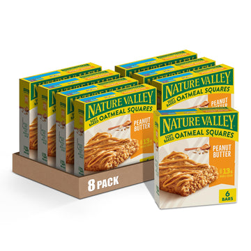 Nature Valley Soft-Baked Oatmeal Squares, Peanut Butter Breakfast Snacks, 6 Ct, 7.44 Oz (Pack Of 8)